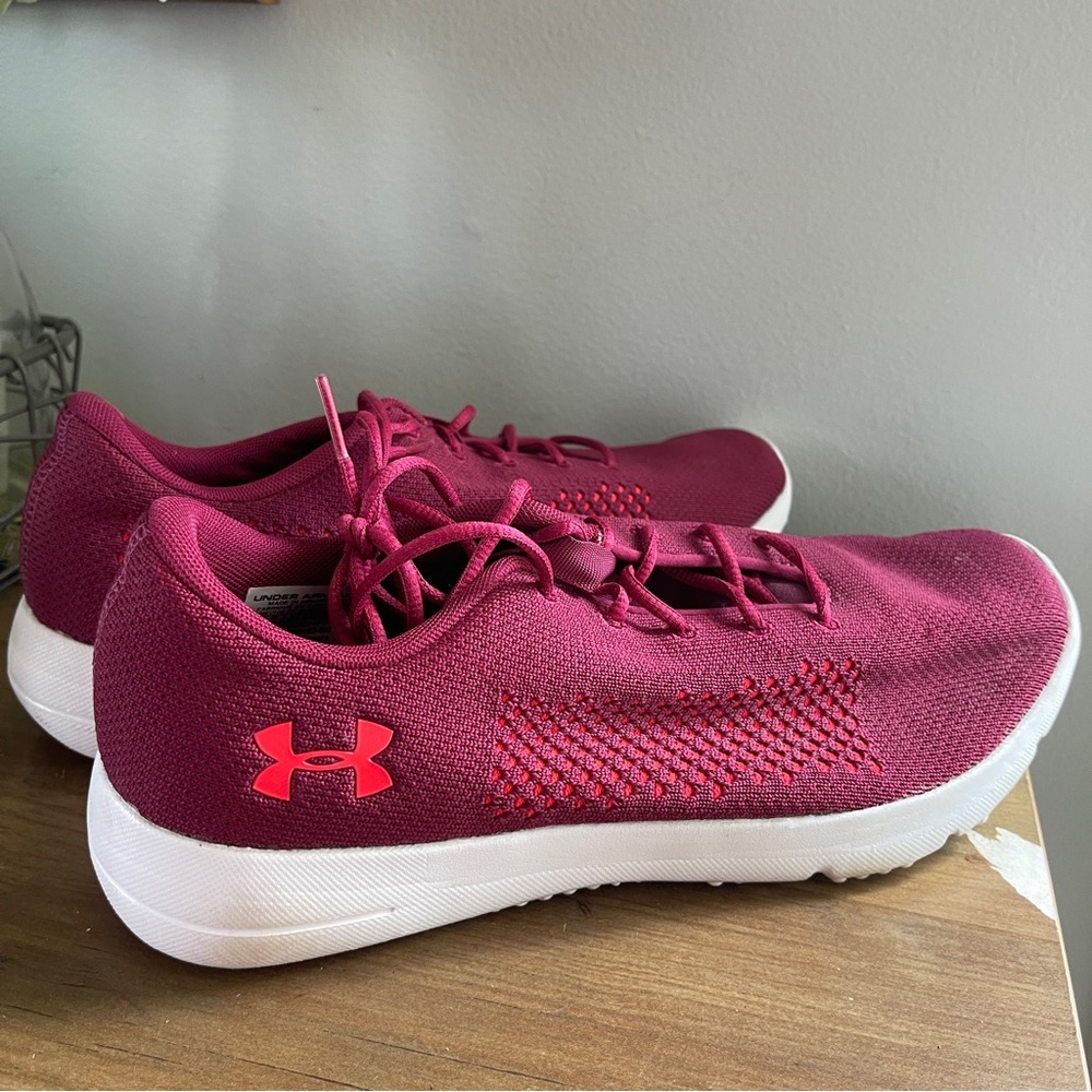 Under Armour Red and White Athletic Shoes
